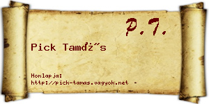 Pick Tamás névjegykártya